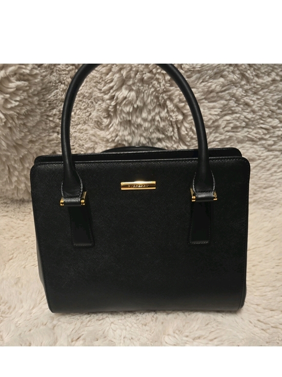 Burberry Handbags - Burberry Black Structured Saffiano Leather Top-Handle Bag